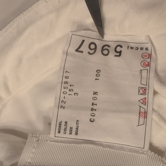 Rare SACAI Japan Calca Pantacourt White Cropped Wide Leg Jeans Size 3/US Large - Picture 11 of 12